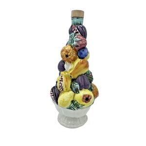 Vtg 1969‎ Fruit Topiary Liquor Bottle Ceramic Hanpainted Italy For Luxardo 11"